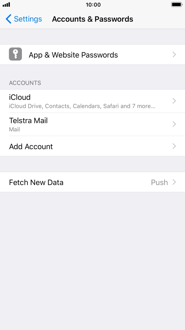 Press the name of the email account you've just set up. Press the name of the email account you've just set up.