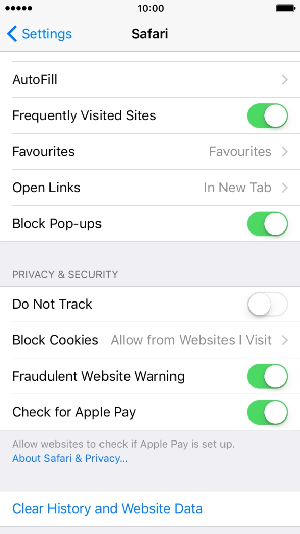 Press Clear History and Website Data. Press Clear History and Website Data.