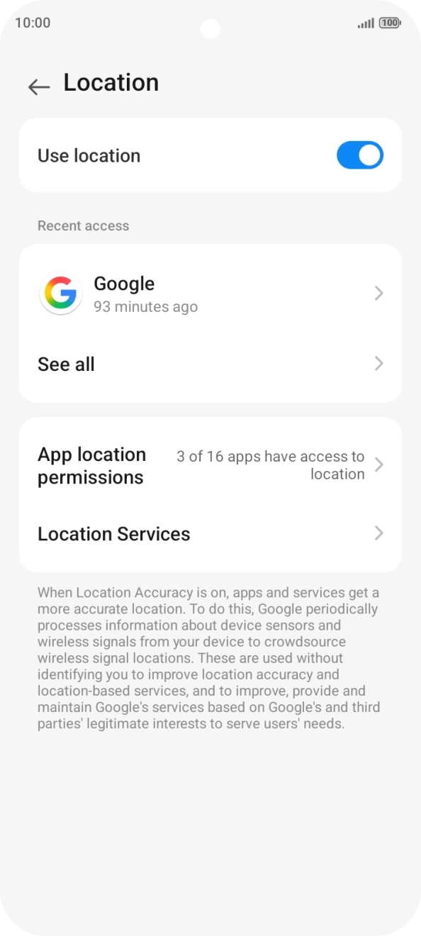 Press App location permissions.