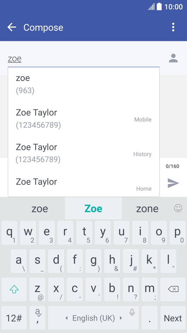 Press the required contact. Press the required contact.