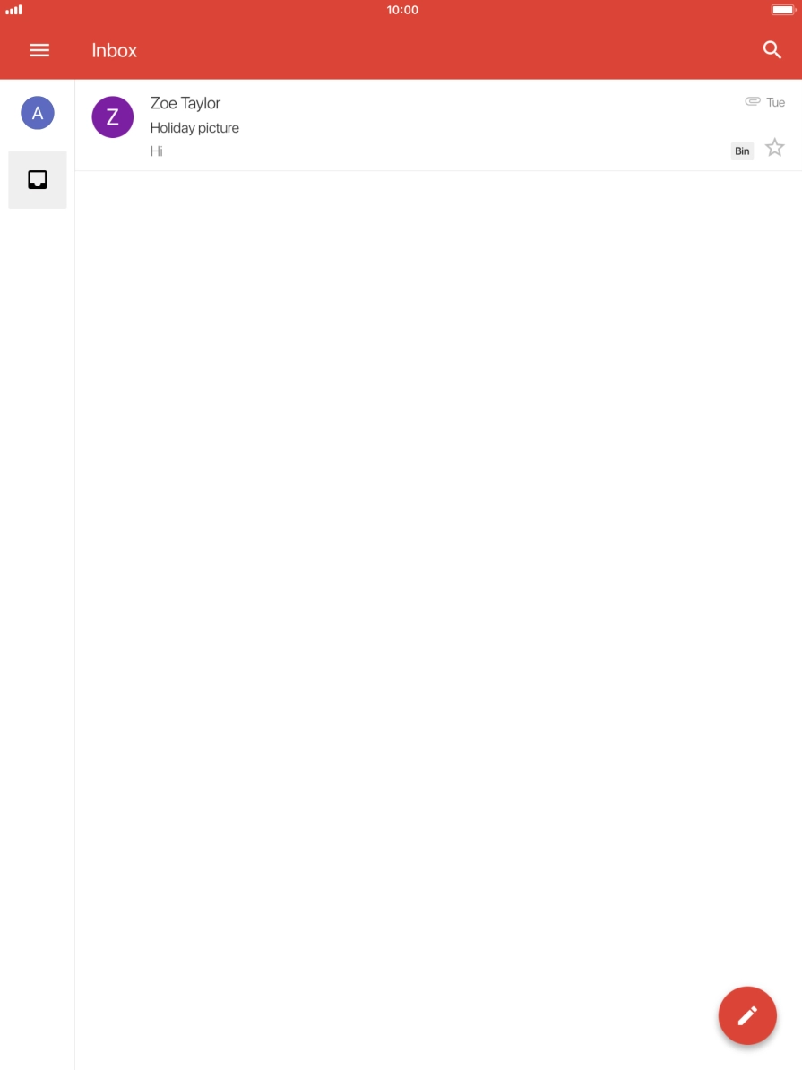 Press the new email icon. Press the new email icon.