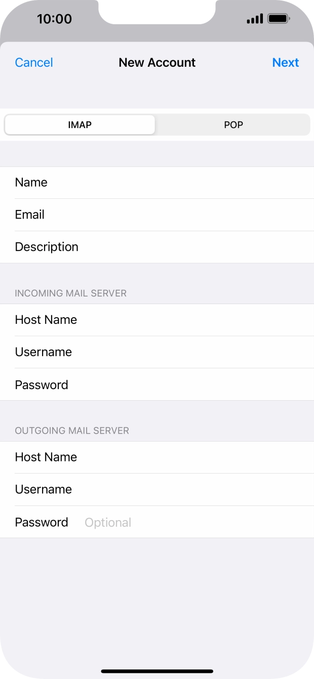 Press Password and key in the password for your email account. Press Password and key in the password for your email account.