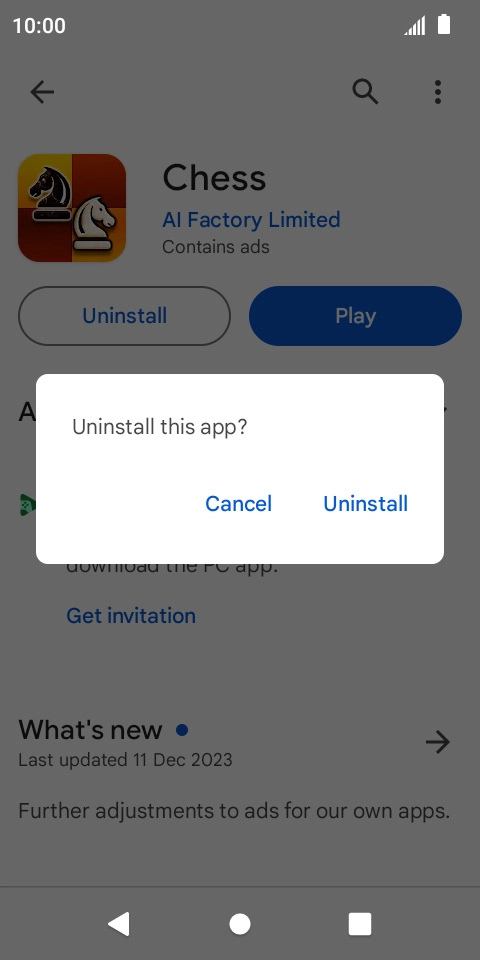 Press Uninstall.