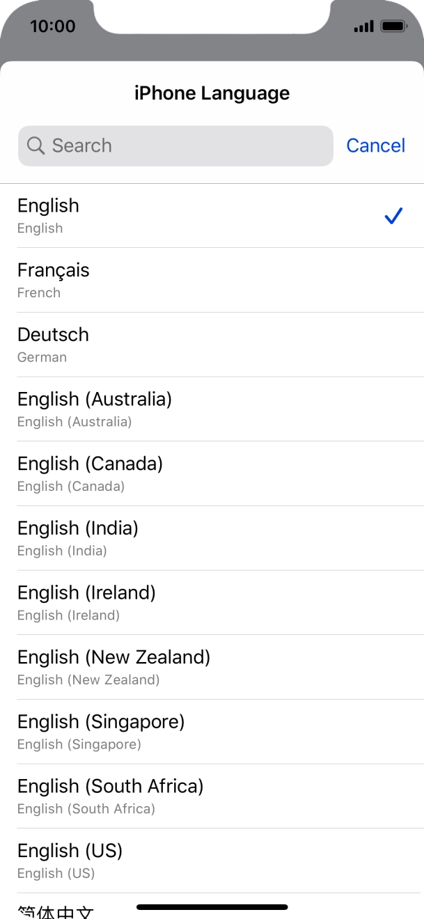 Press the required language.