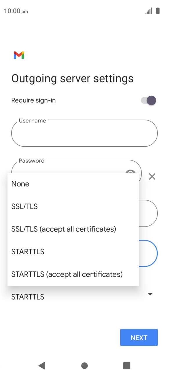 Press SSL/TLS. Press SSL/TLS.