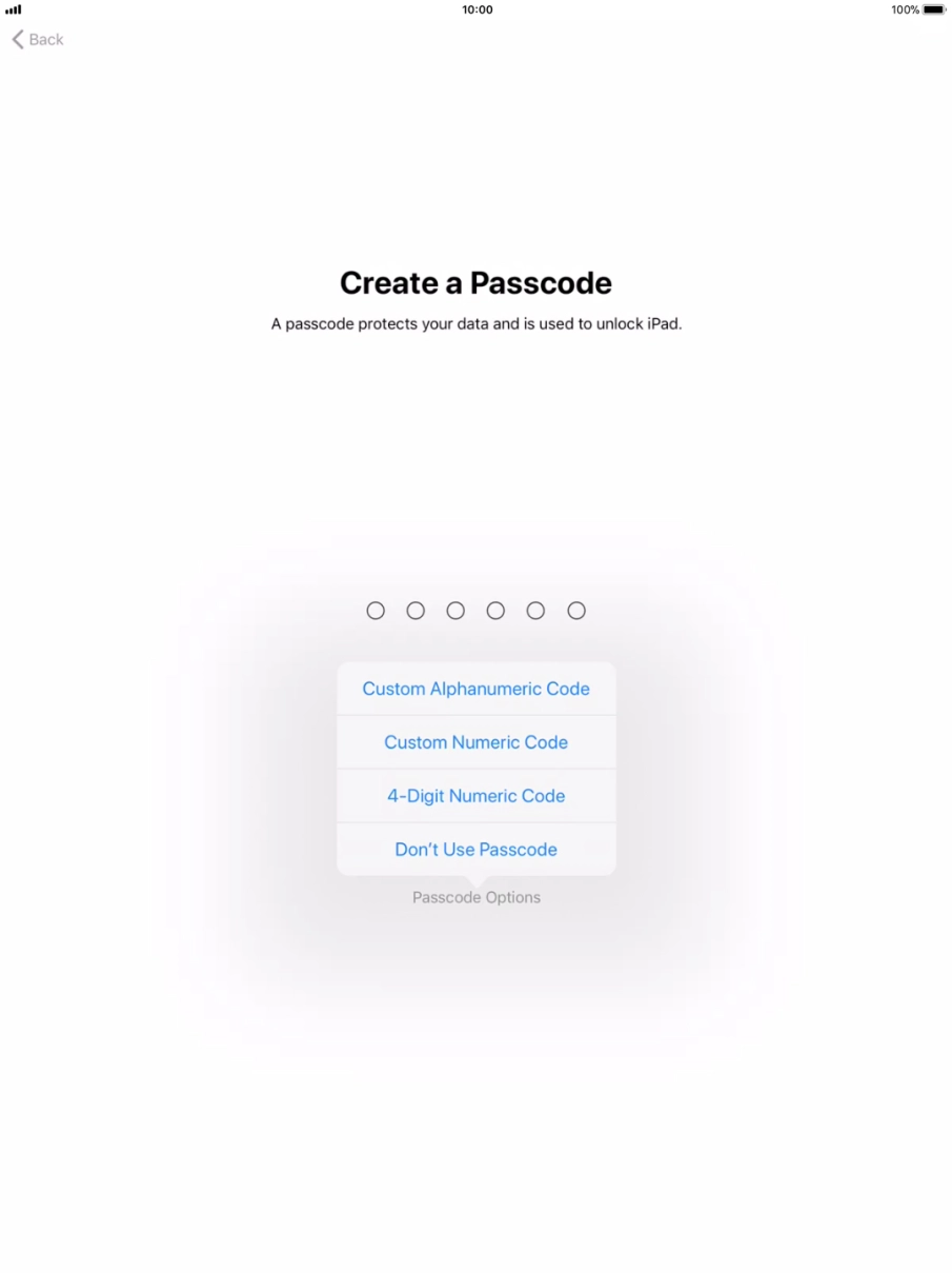 Follow the instructions on the screen to turn on use of lock code or press Don't Use Passcode. Follow the instructions on the screen to turn on use of lock code or press Don't Use Passcode.