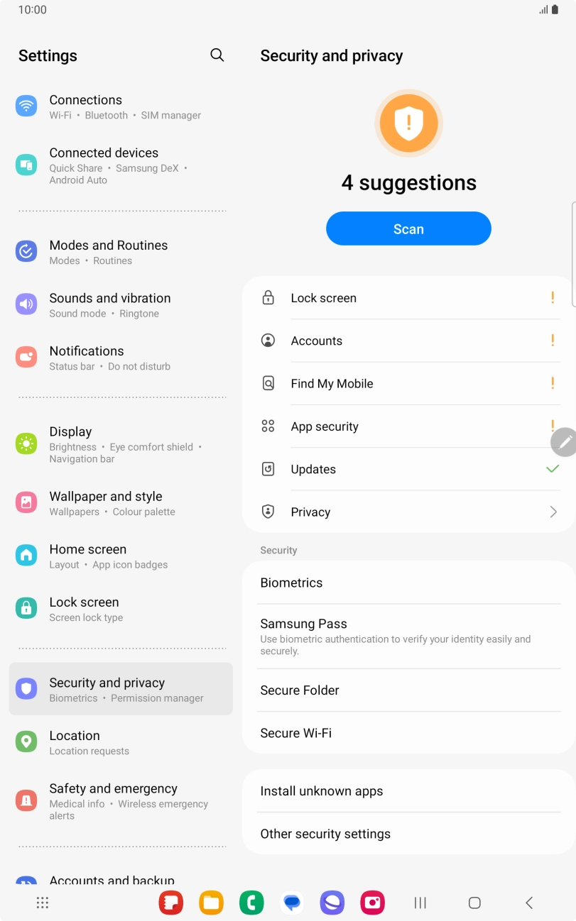 Press Other security settings. Press Other security settings.