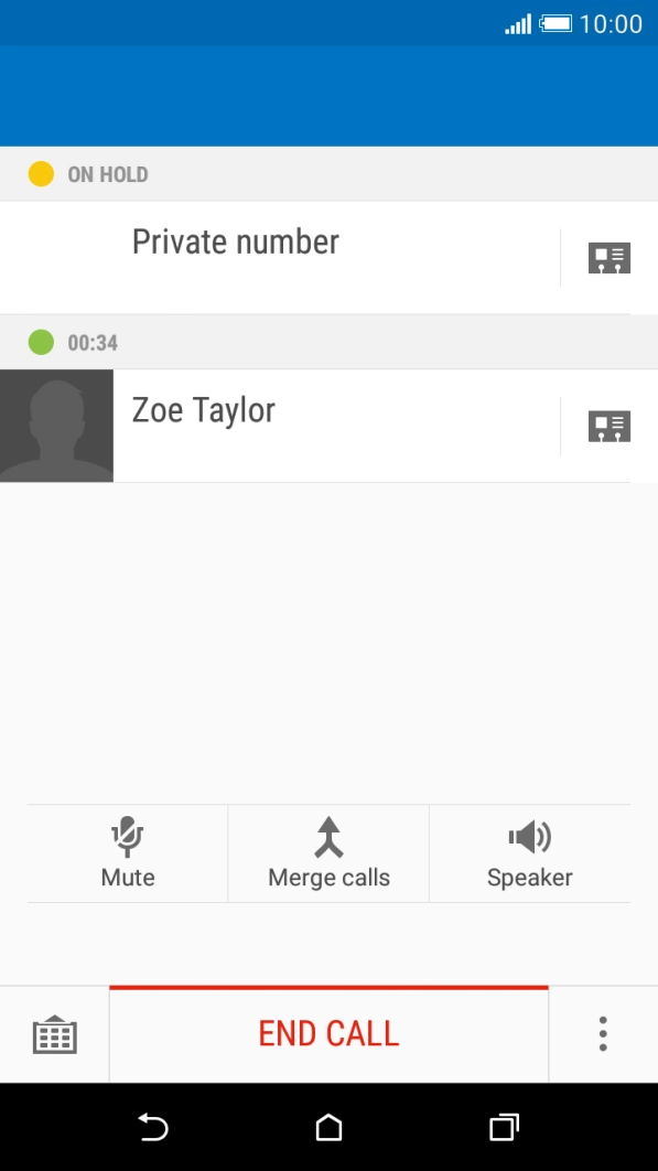 Activate the call you want to end and press END CALL.
