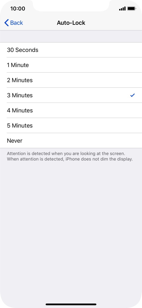 Press the required setting.