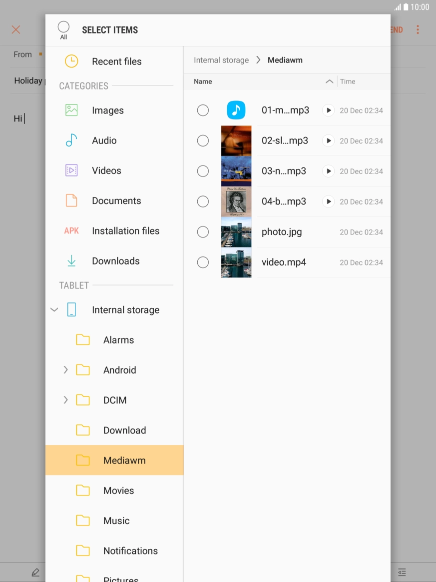 Press the required file. Press the required file.