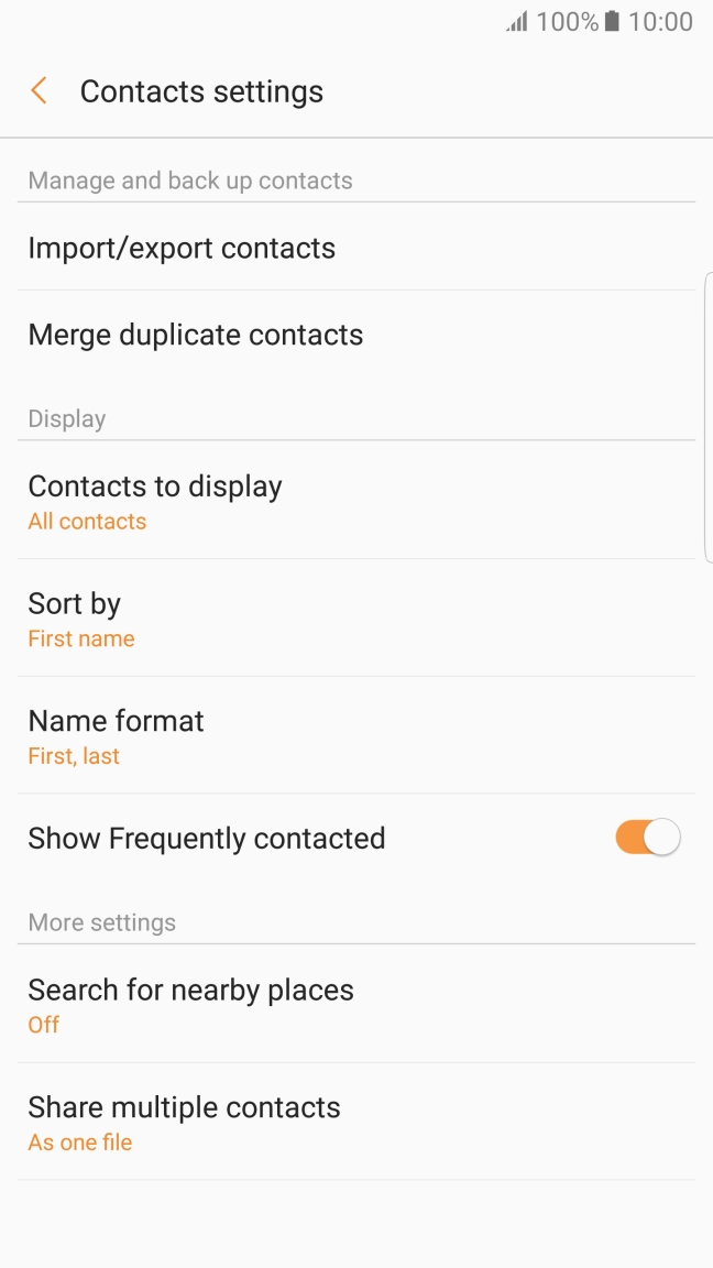 Press Import/export contacts. Press Import/export contacts.