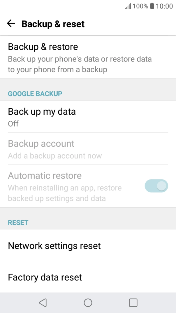 Press Factory data reset.