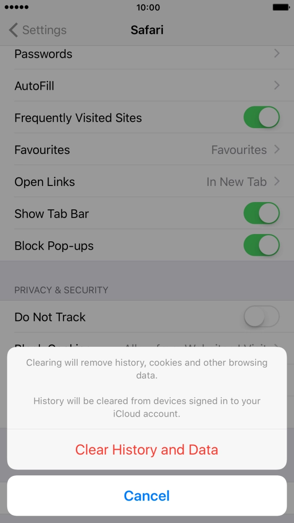 Press Clear History and Data. Press Clear History and Data.