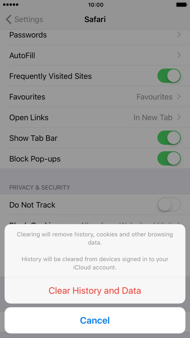 Press Clear History and Data. Press Clear History and Data.