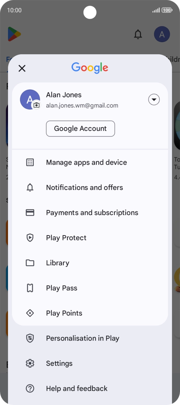 Press Manage apps and device.