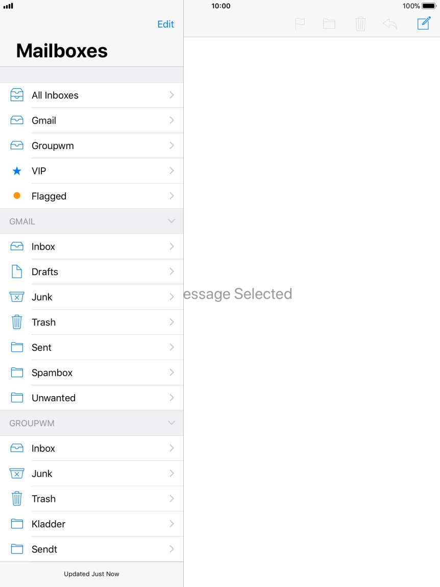 Press the required email account. Press the required email account.