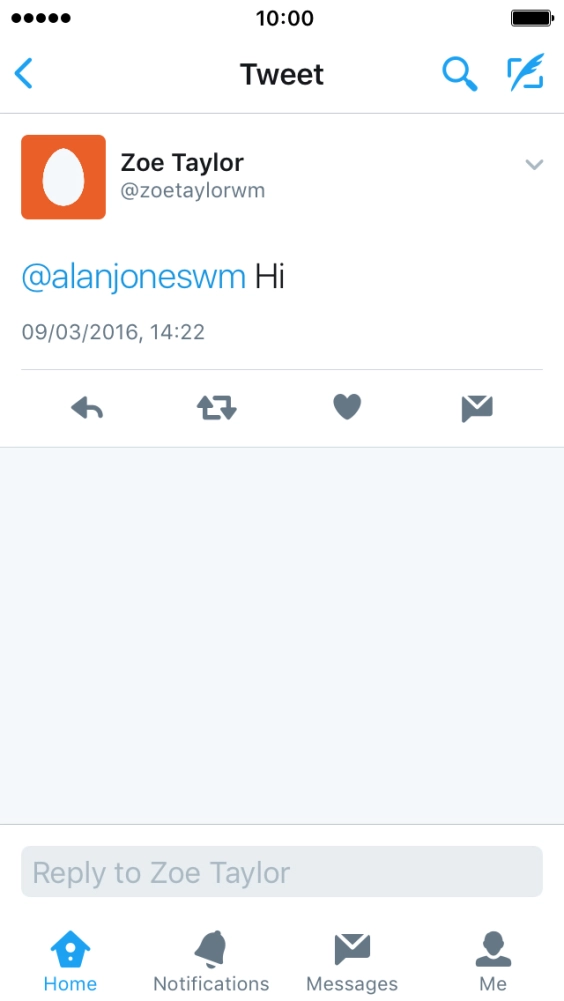 Press the reply icon. Press the reply icon.