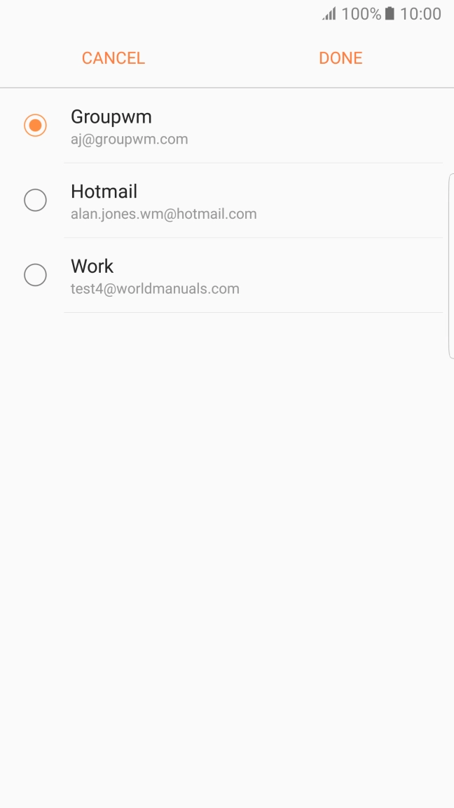 Press the required email account. Press the required email account.