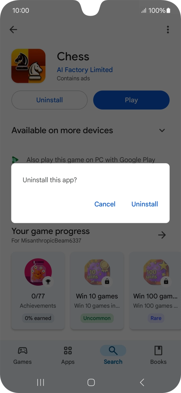 Press Uninstall.