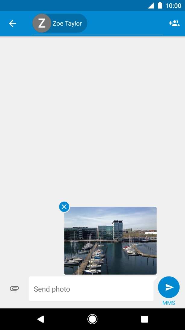 Press the text input field and write the text for your picture message.