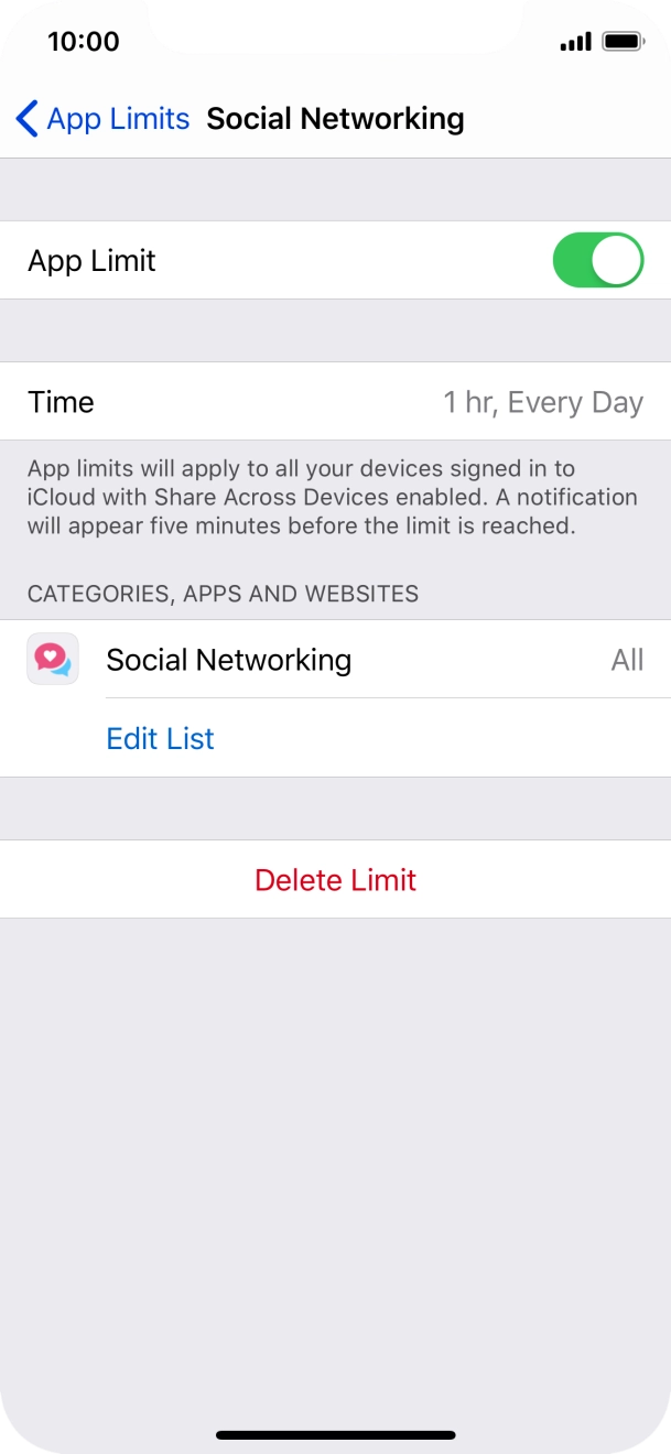 Press Delete Limit.