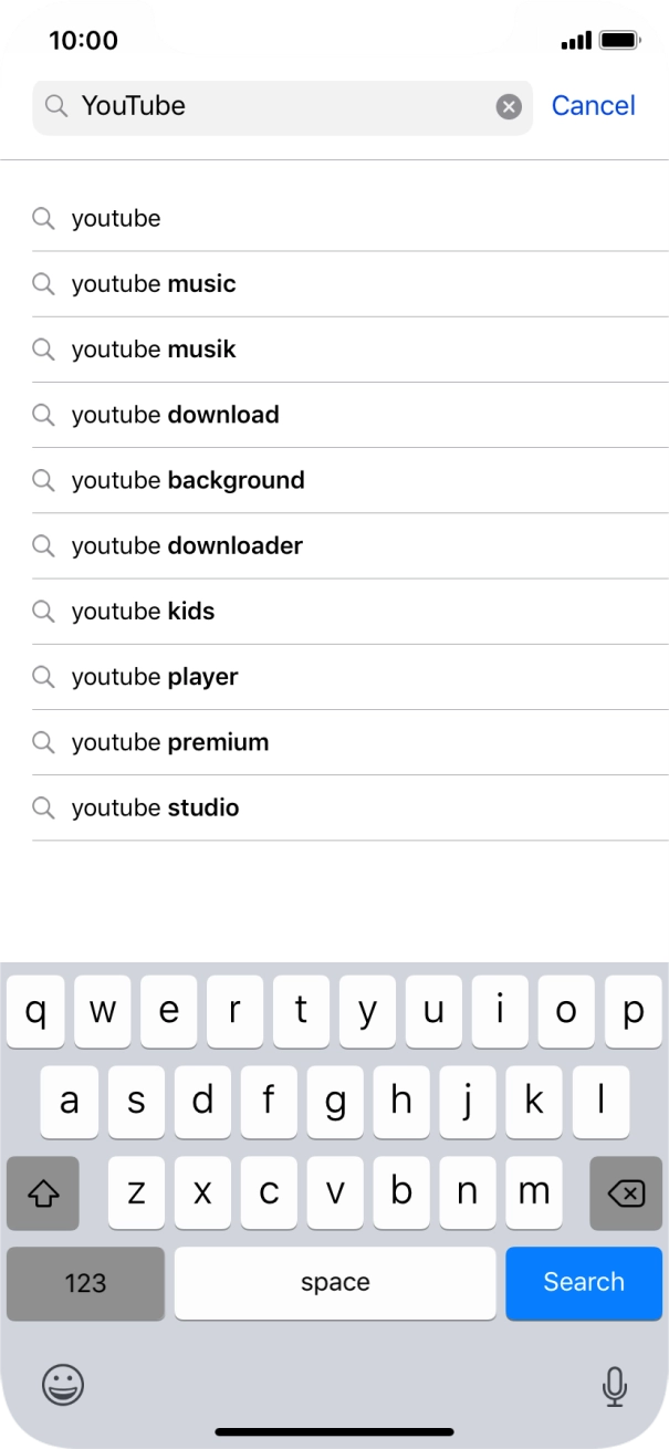 Key in YouTube and press Search. Key in YouTube and press Search.