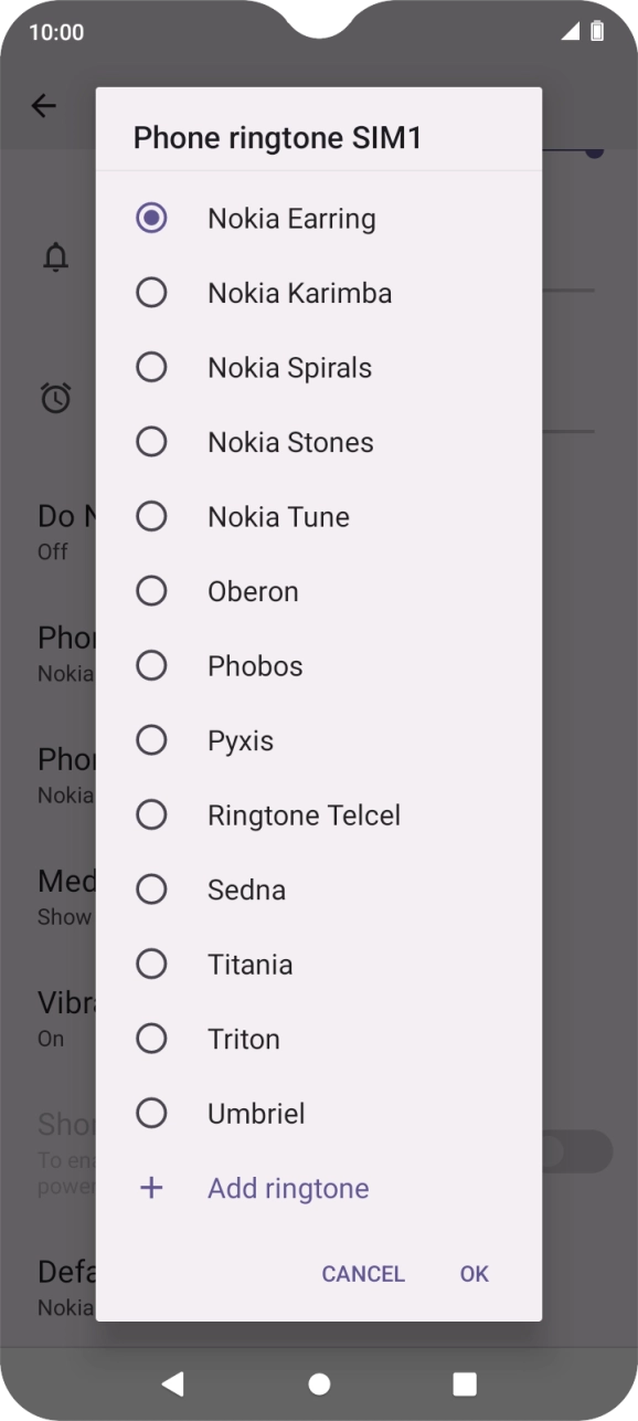 Once you've found a ring tone you like, press OK.