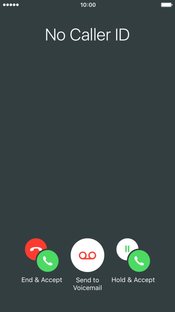 When you have an ongoing call, a new call is signalled by a sound. Press Hold & Accept to answer the new call. When you have an ongoing call, a new call is signalled by a sound. Press Hold & Accept to answer the new call.