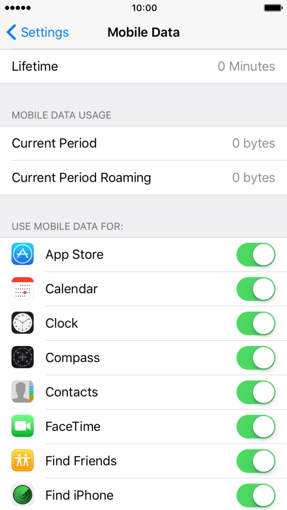 The data usage is displayed below MOBILE DATA USAGE.