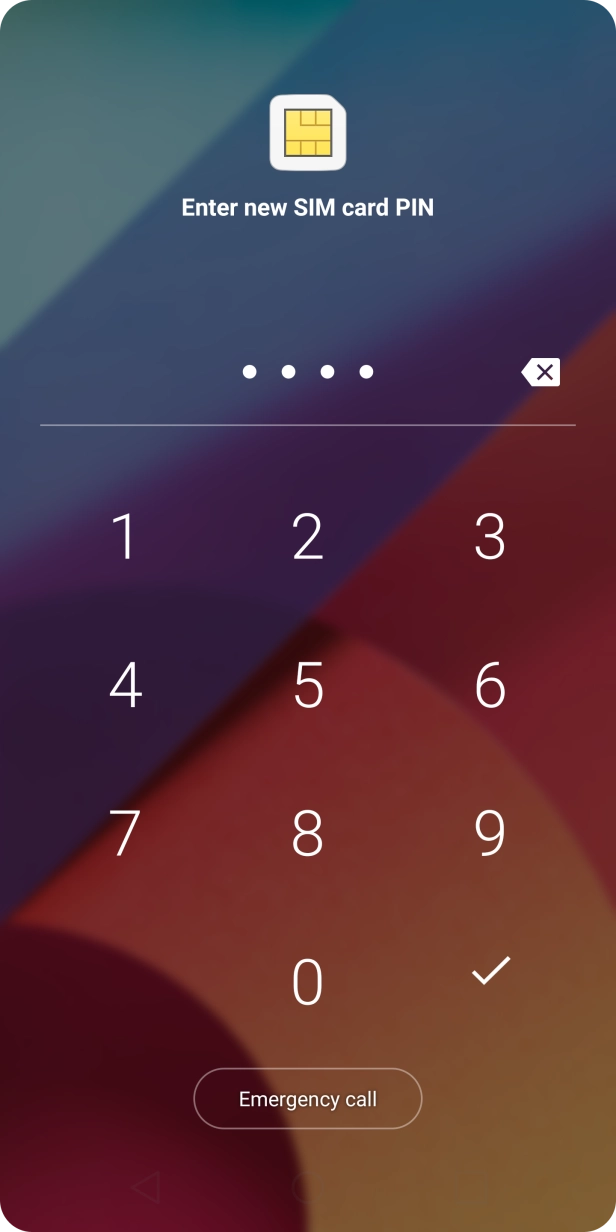 Key in a new four-digit PIN and press the confirm icon. Key in a new four-digit PIN and press the confirm icon.