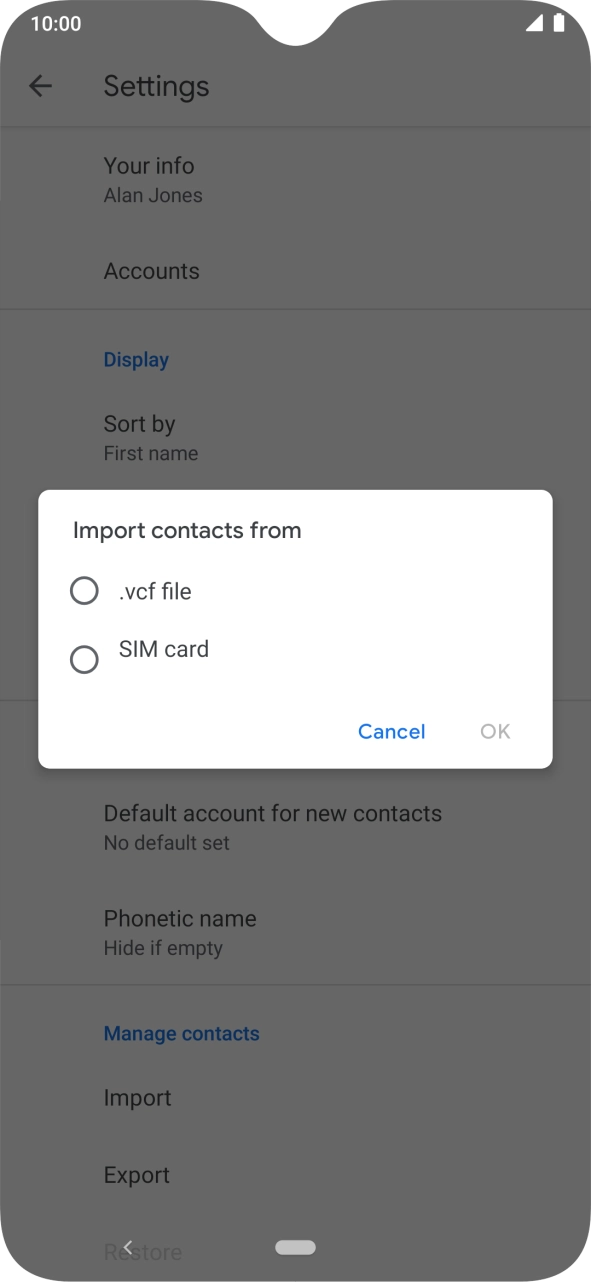 Press SIM card.