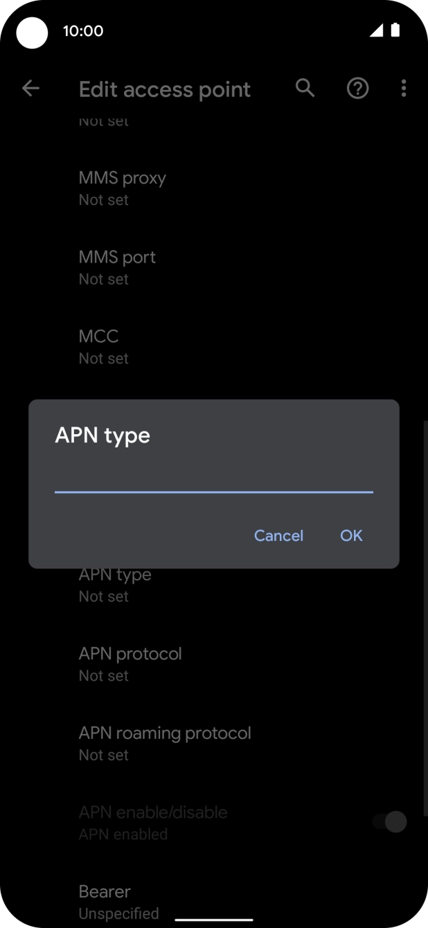Key in default and press OK.