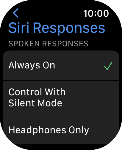 Press the required setting below 