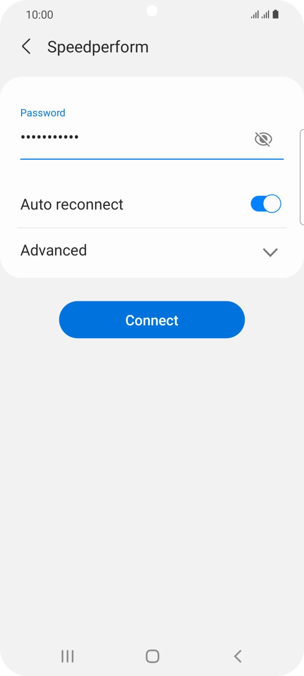 Key in the password for the Wi-Fi network and press Connect. Key in the password for the Wi-Fi network and press Connect.