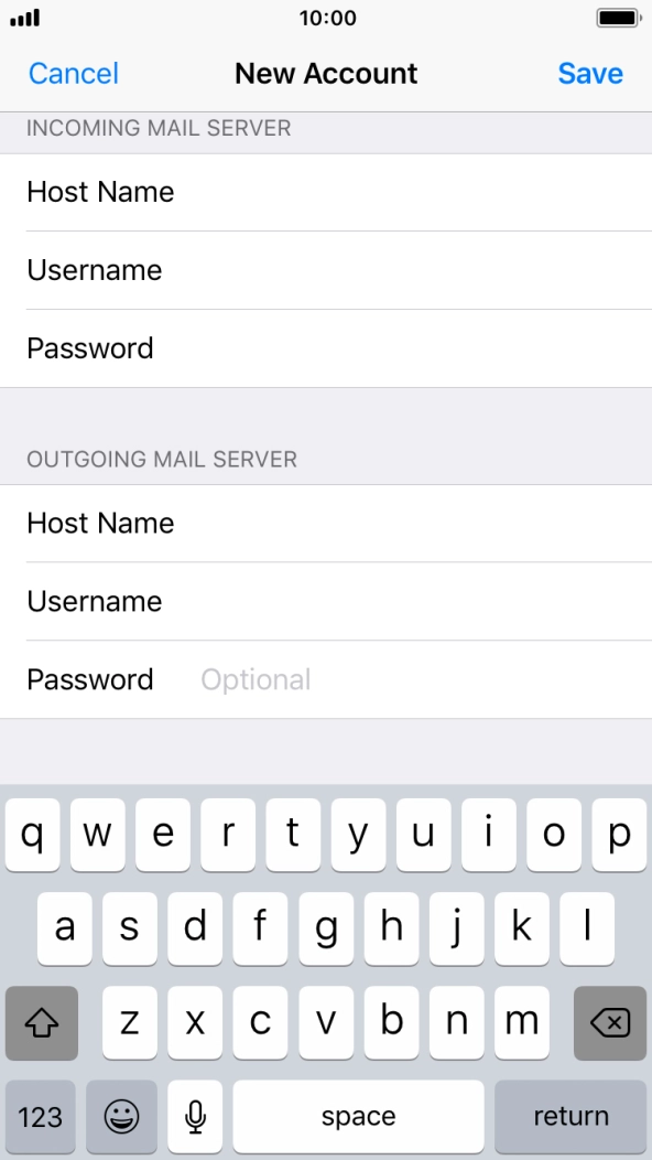 Press Password and key in the password for your email account. Press Password and key in the password for your email account.