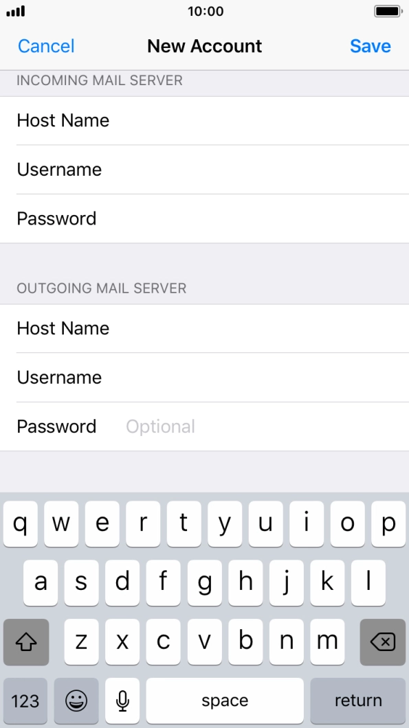 Press Password and key in the password for your email account. Press Password and key in the password for your email account.