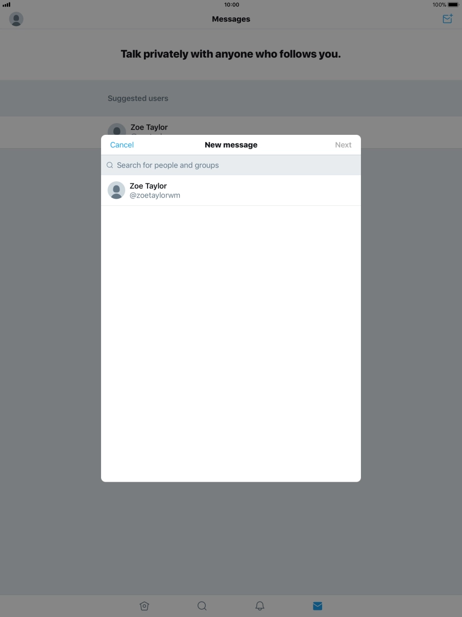 Press the search field and key in the first letters of the recipient's name. Press the search field and key in the first letters of the recipient's name.