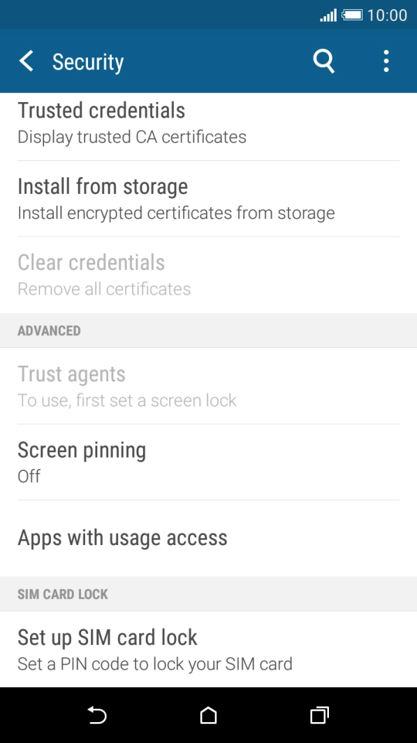Press Set up SIM card lock. Press Set up SIM card lock.