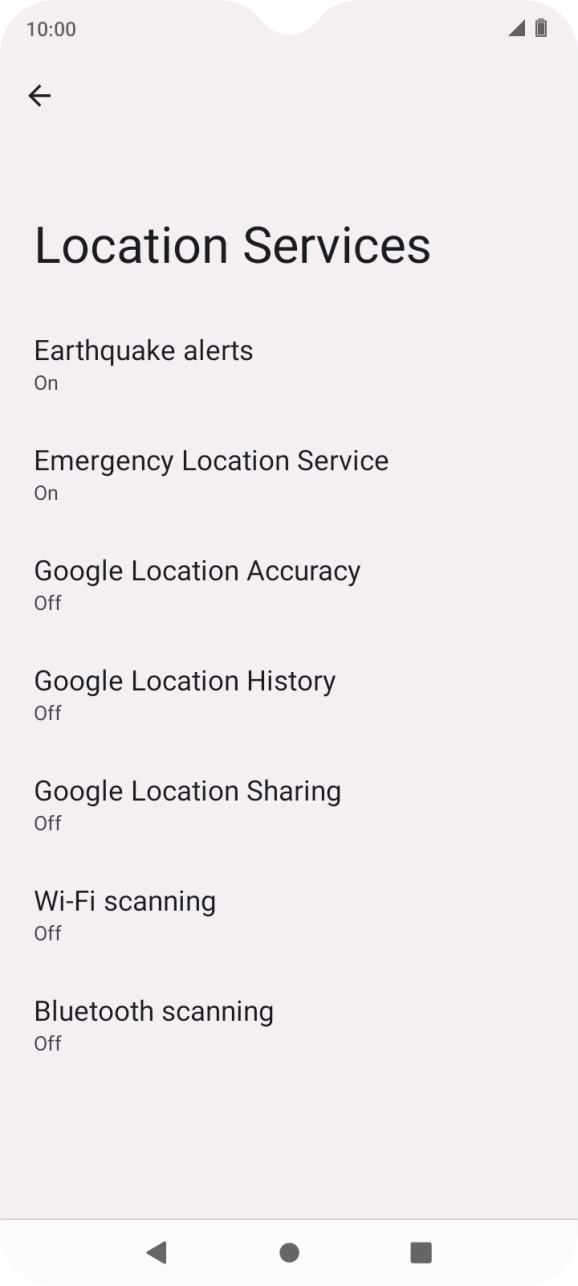 Press Google Location Accuracy. Press Google Location Accuracy.