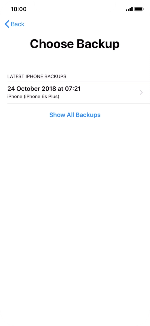 Press the required backup and your phone restores the content of the selected backup. Subsequently, follow the instructions on the screen to set up your phone and prepare it for use. Press the required backup and your phone restores the content of the selected backup. Subsequently, follow the instructions on the screen to set up your phone and prepare it for use.