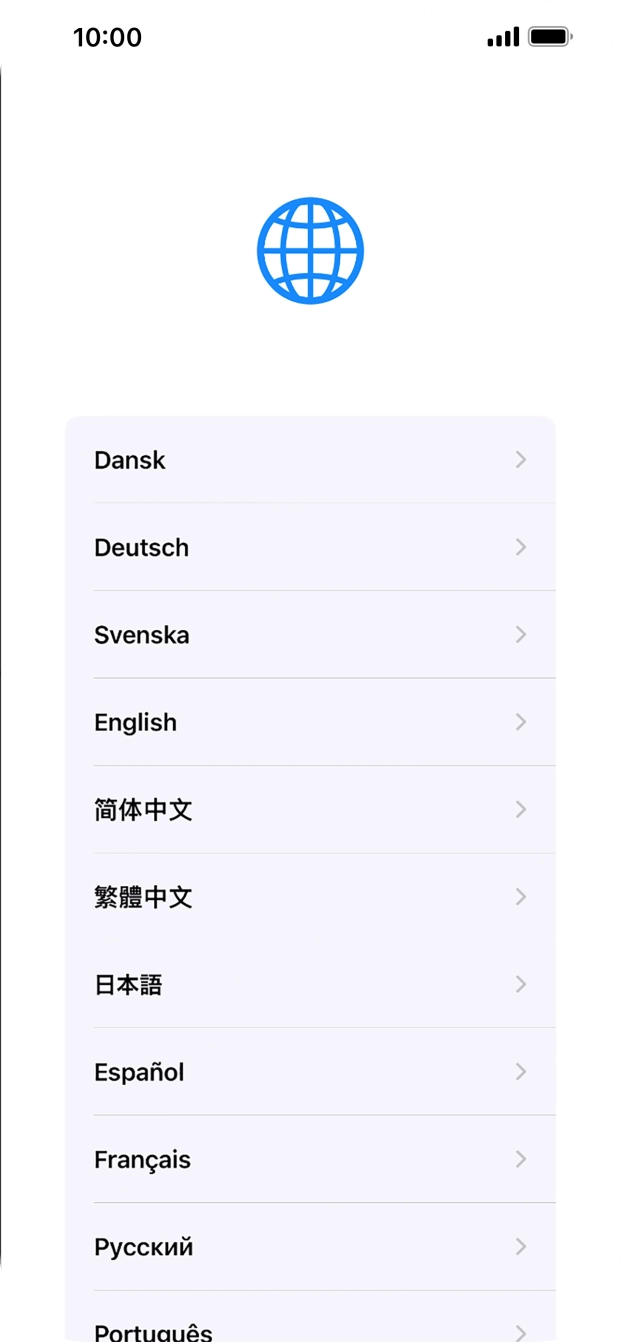 Press the required language. Press the required language.
