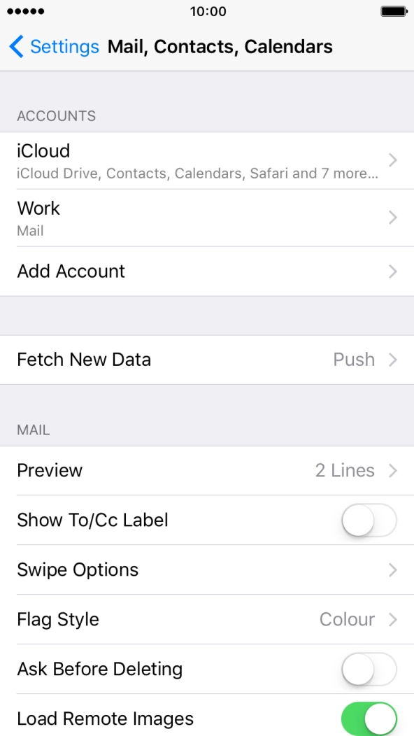 Press the name of the Exchange email account you've just set up. Press the name of the Exchange email account you've just set up.