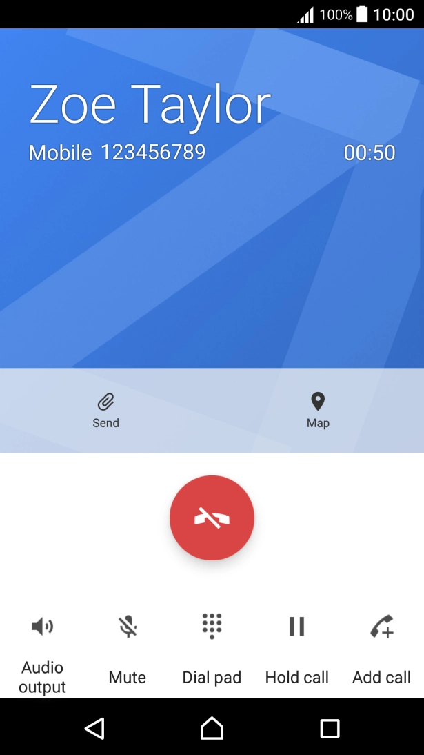 Press the end call icon. Press the end call icon.