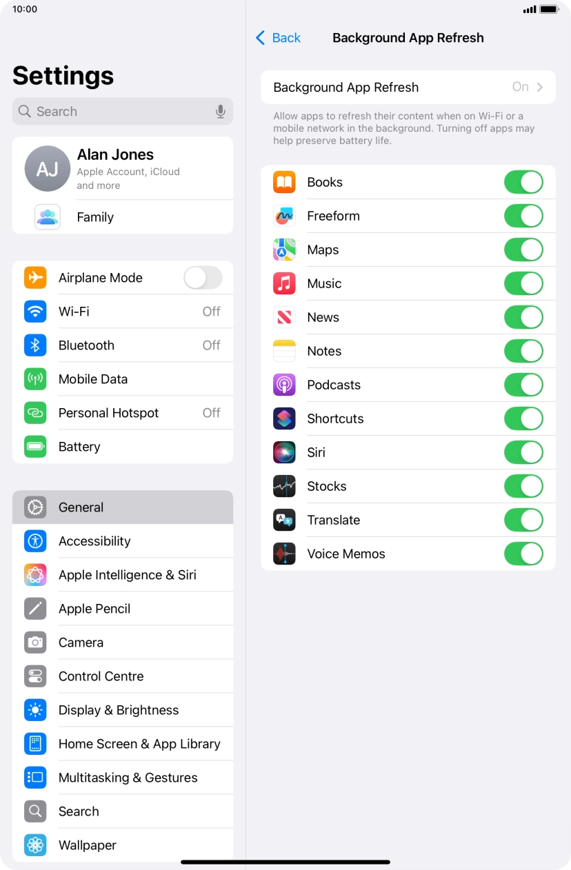 Press Background App Refresh. Press Background App Refresh.