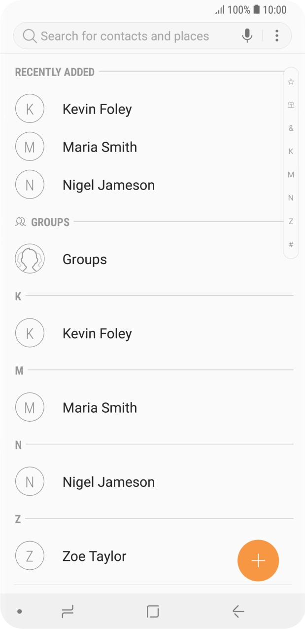 Press the required contact. Press the required contact.