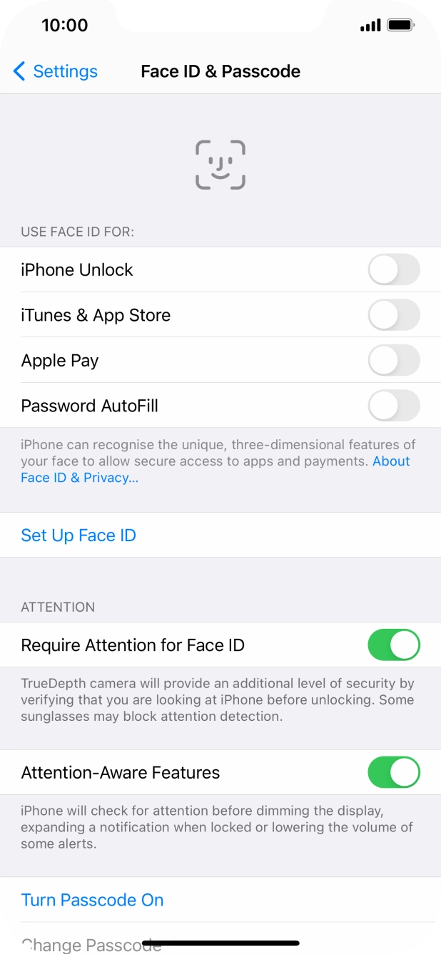 Press Turn Passcode On and key in a phone lock code of your own choice twice.