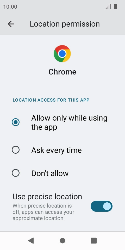Press the required setting. Press the required setting.