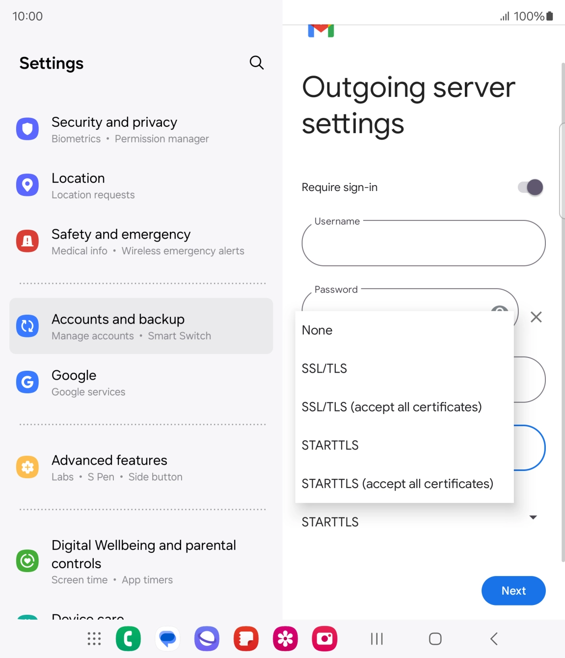 Press SSL/TLS. Press SSL/TLS.