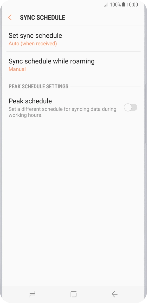 Press Set sync schedule. Press Set sync schedule.