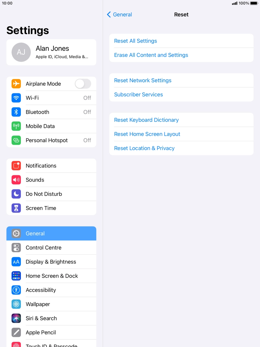 Press Reset All Settings. Press Reset All Settings.